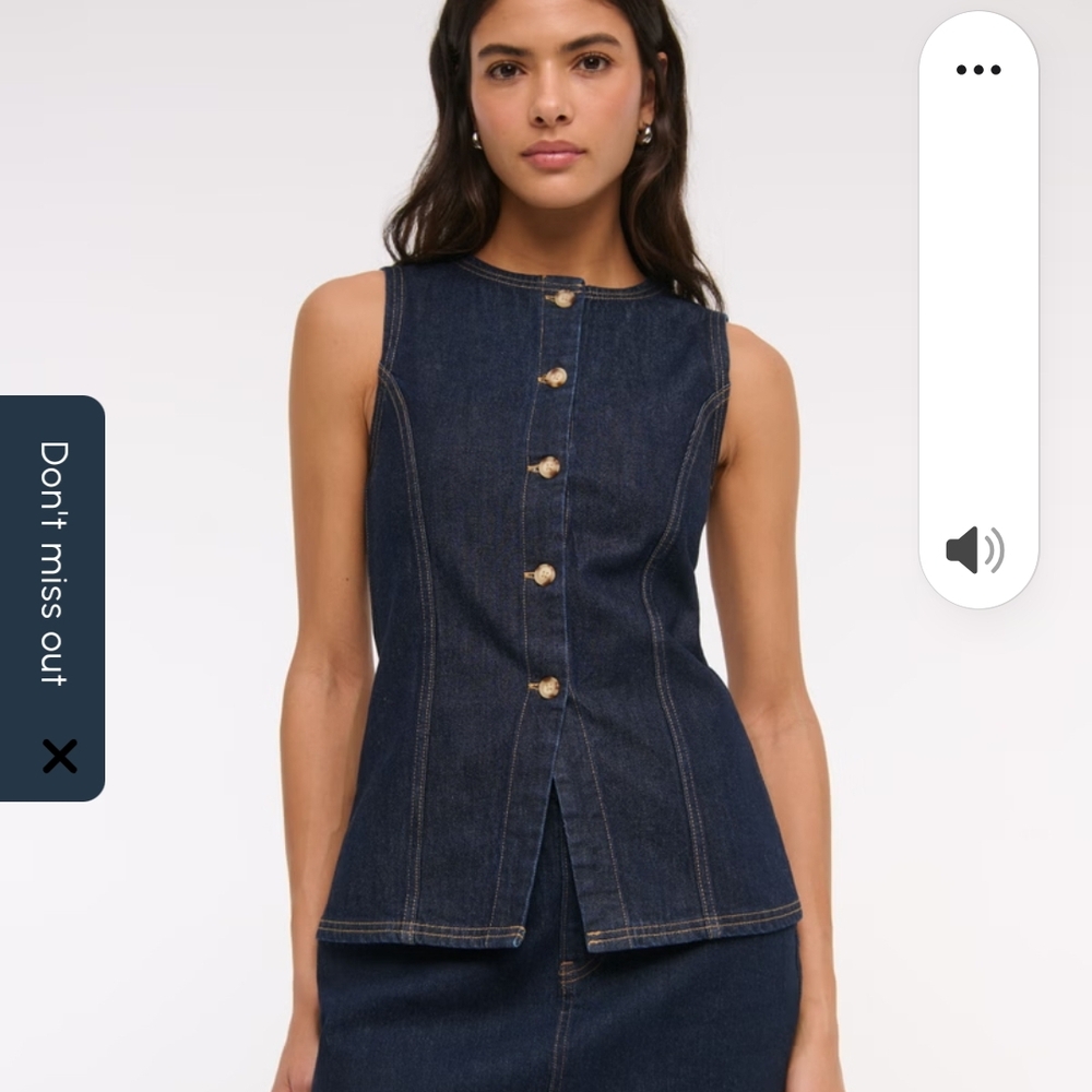 Abercrombie & Fitch Dark Blue Denim Sleeveless Top